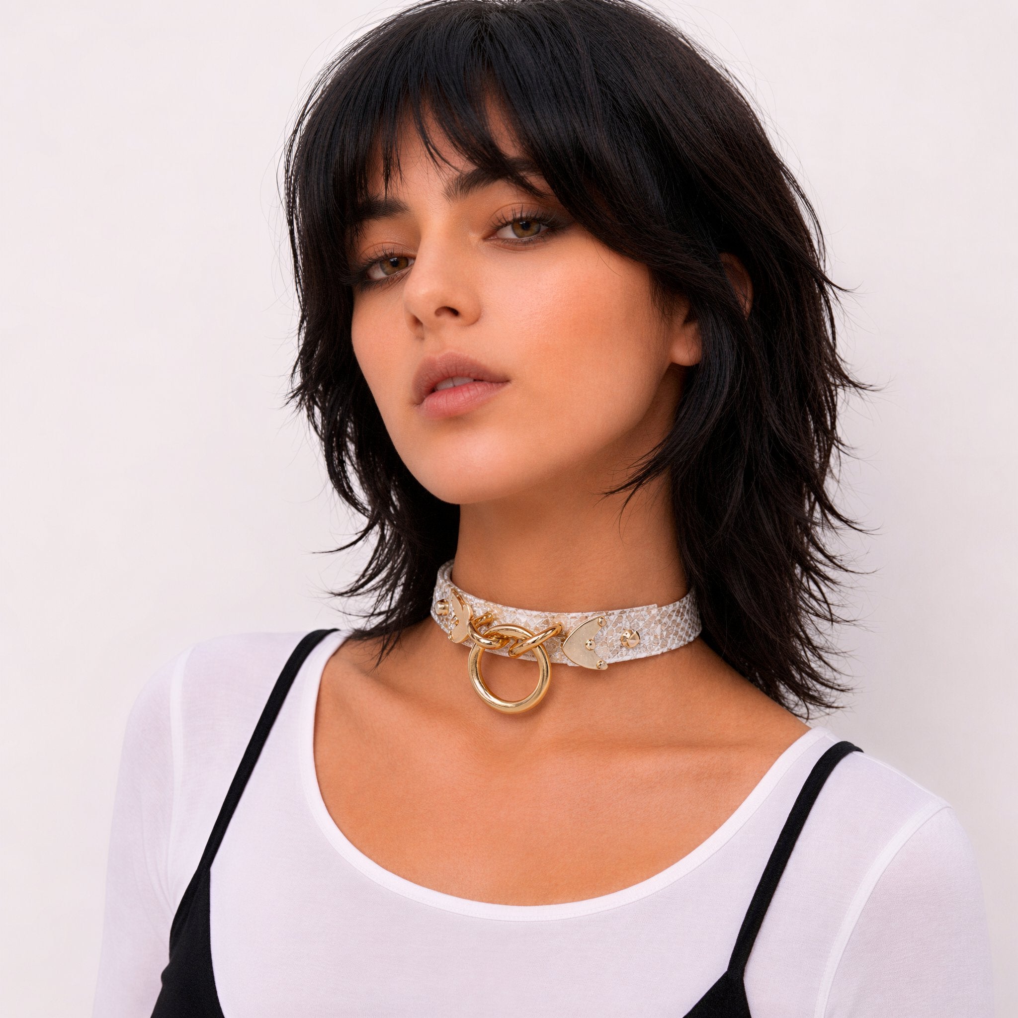 White Silver Snake-Scale Choker