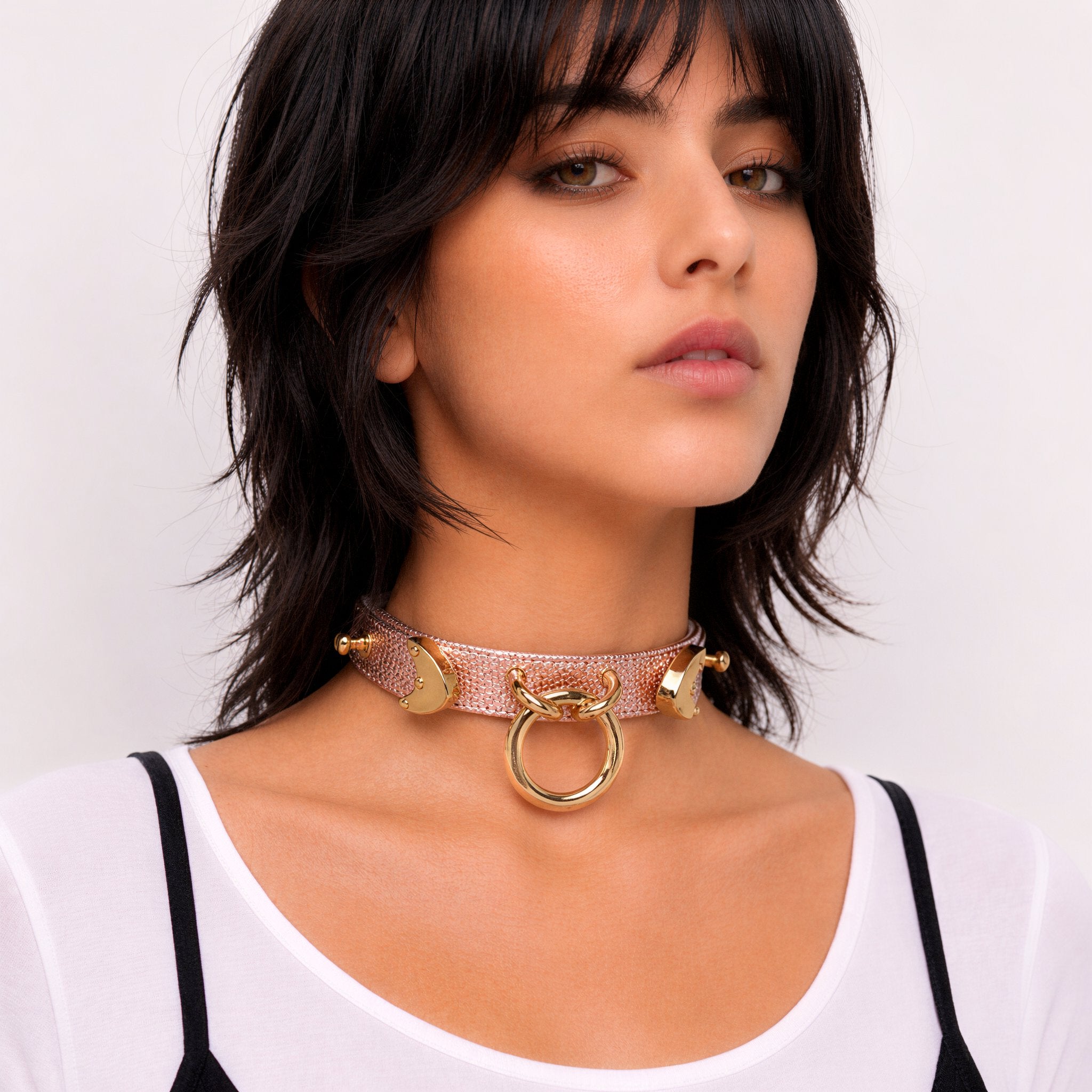 Holographic Pink Snake-Scale Choker