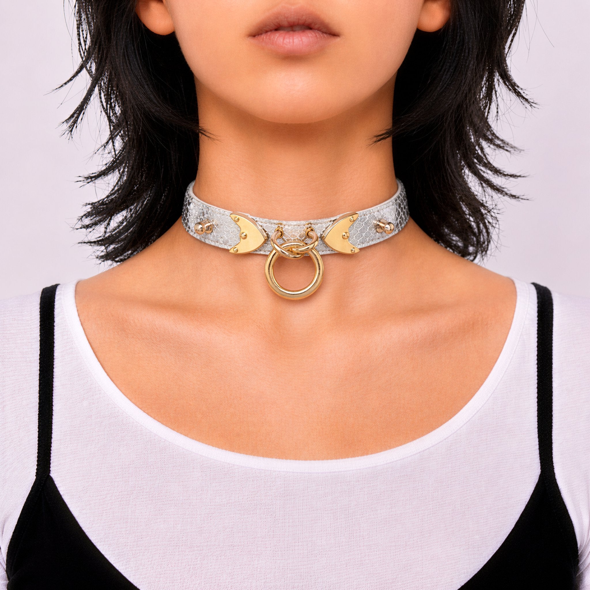 White Silver Snake-Scale Choker