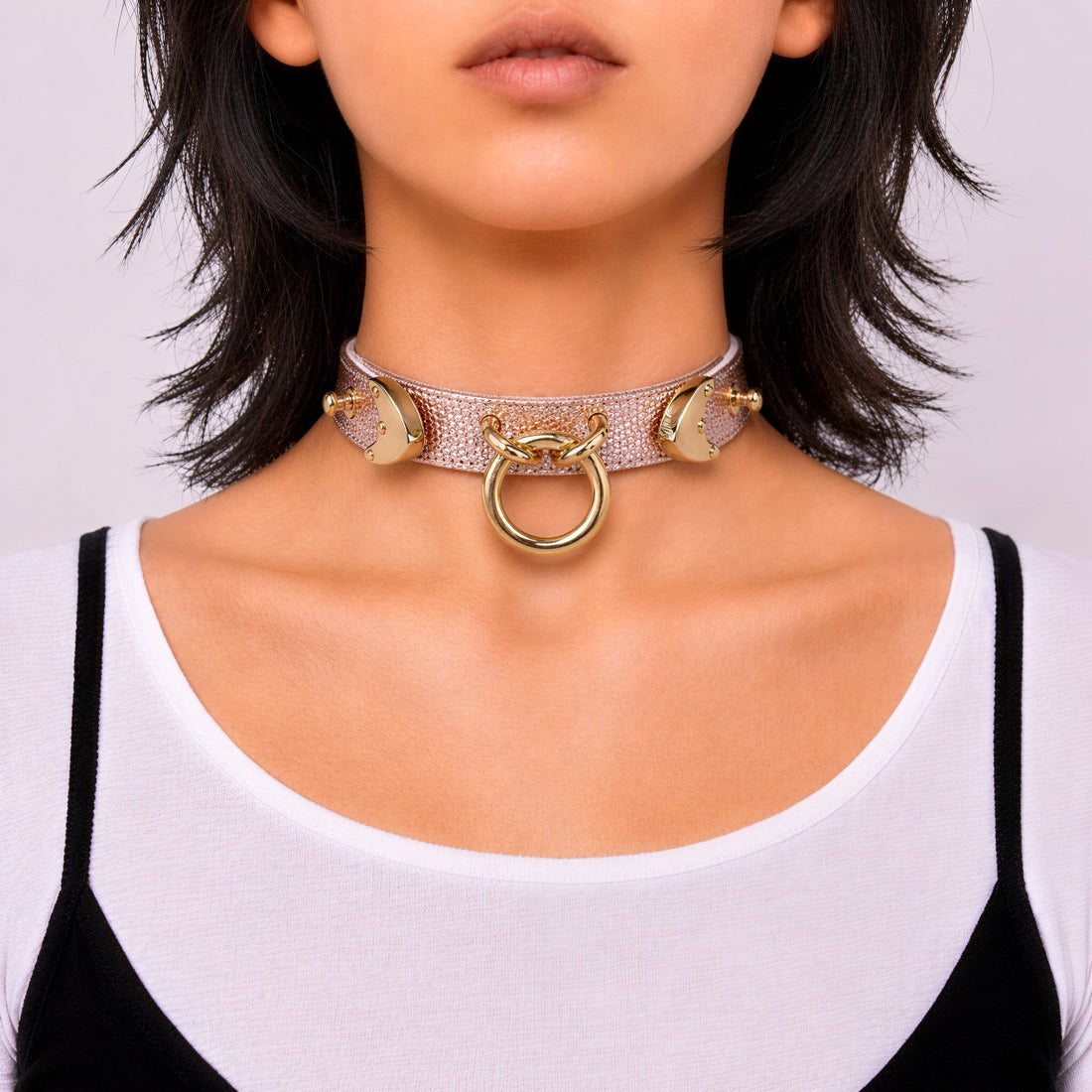 Holographic Pink Snake-Scale Choker