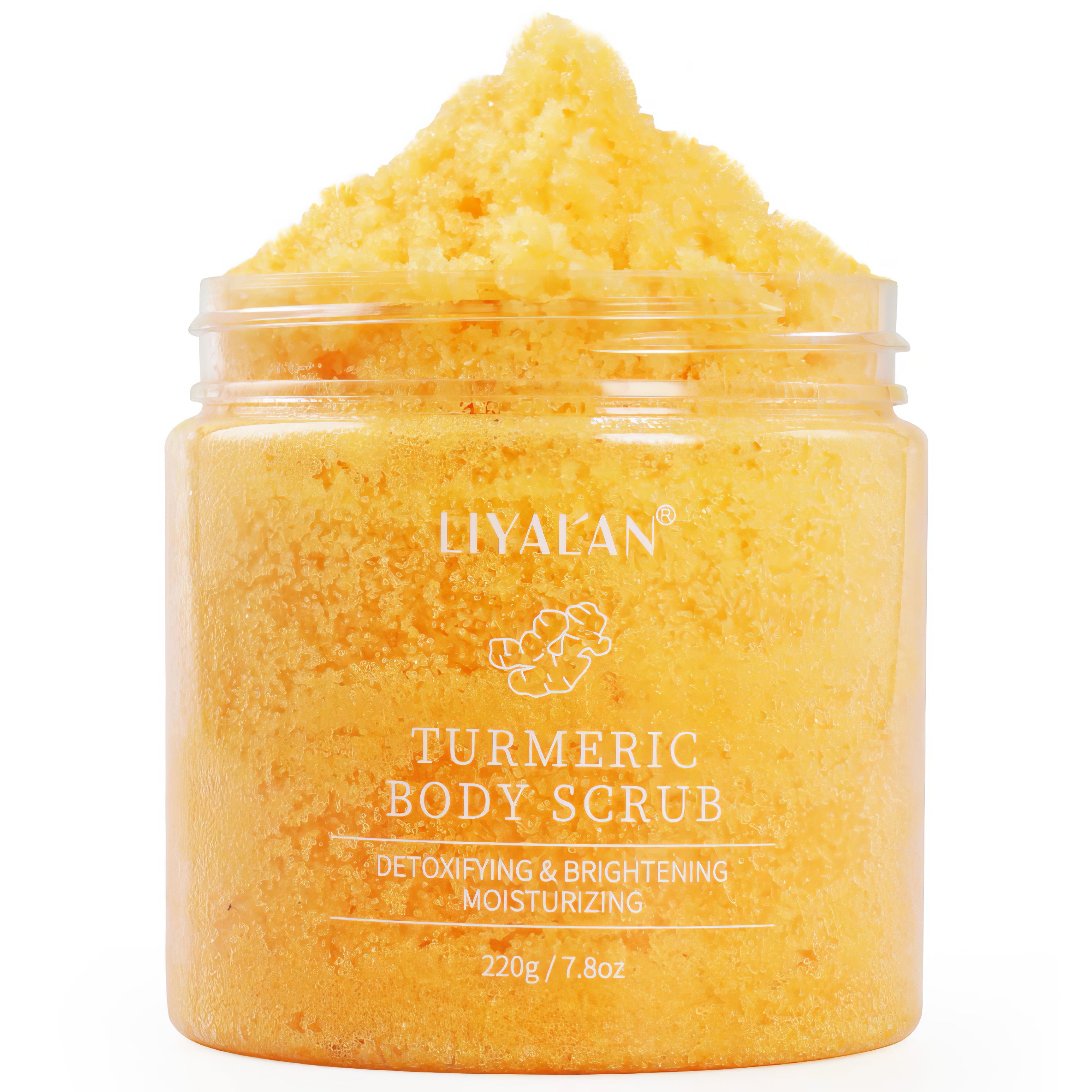 Liyalan Turmeric Body Scrub Moisturizing and Exfoliating Body, Face, Hand, Foot Scrub,Nourishes Skin,Deep Cleansing