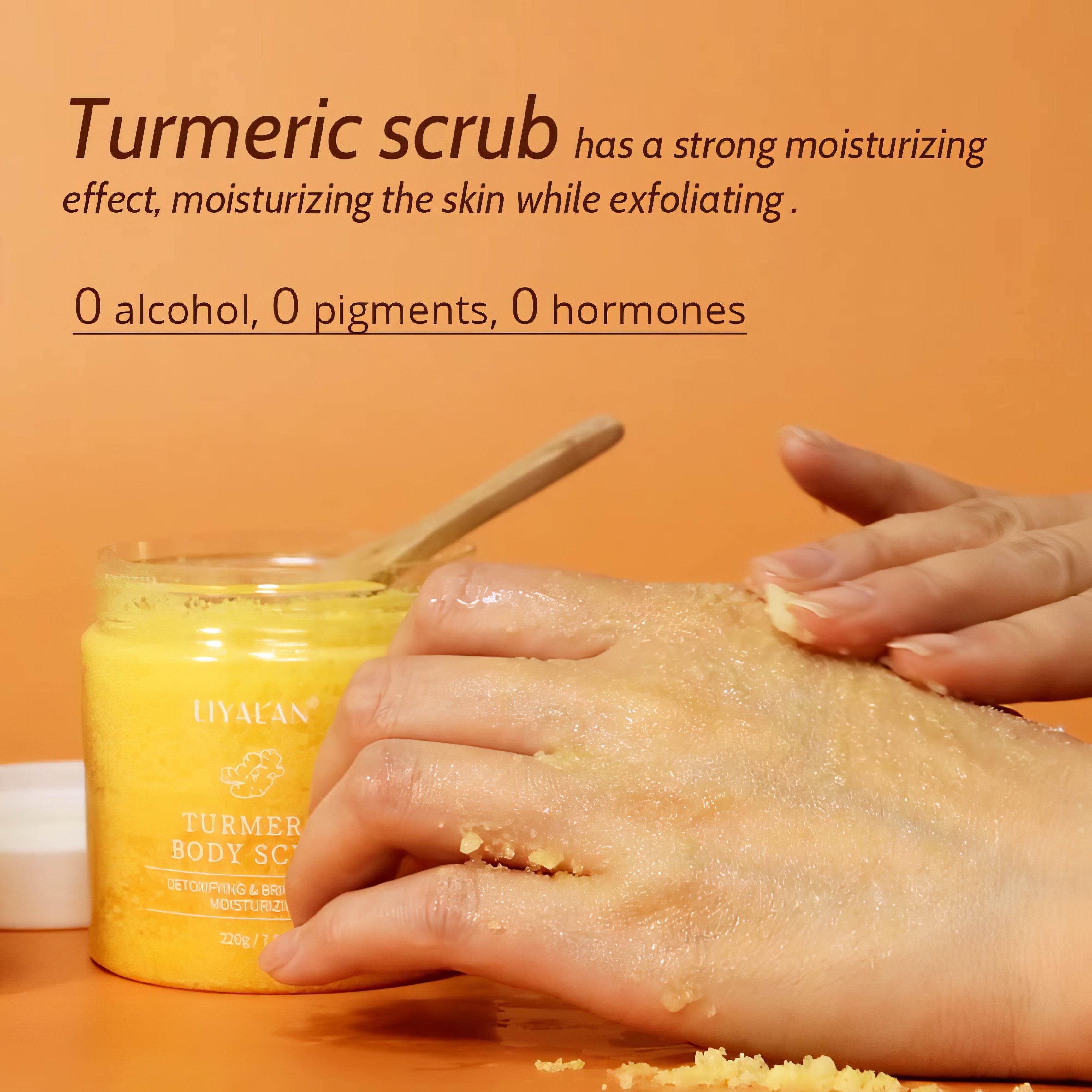 Liyalan Turmeric Body Scrub Moisturizing and Exfoliating Body, Face, Hand, Foot Scrub,Nourishes Skin,Deep Cleansing