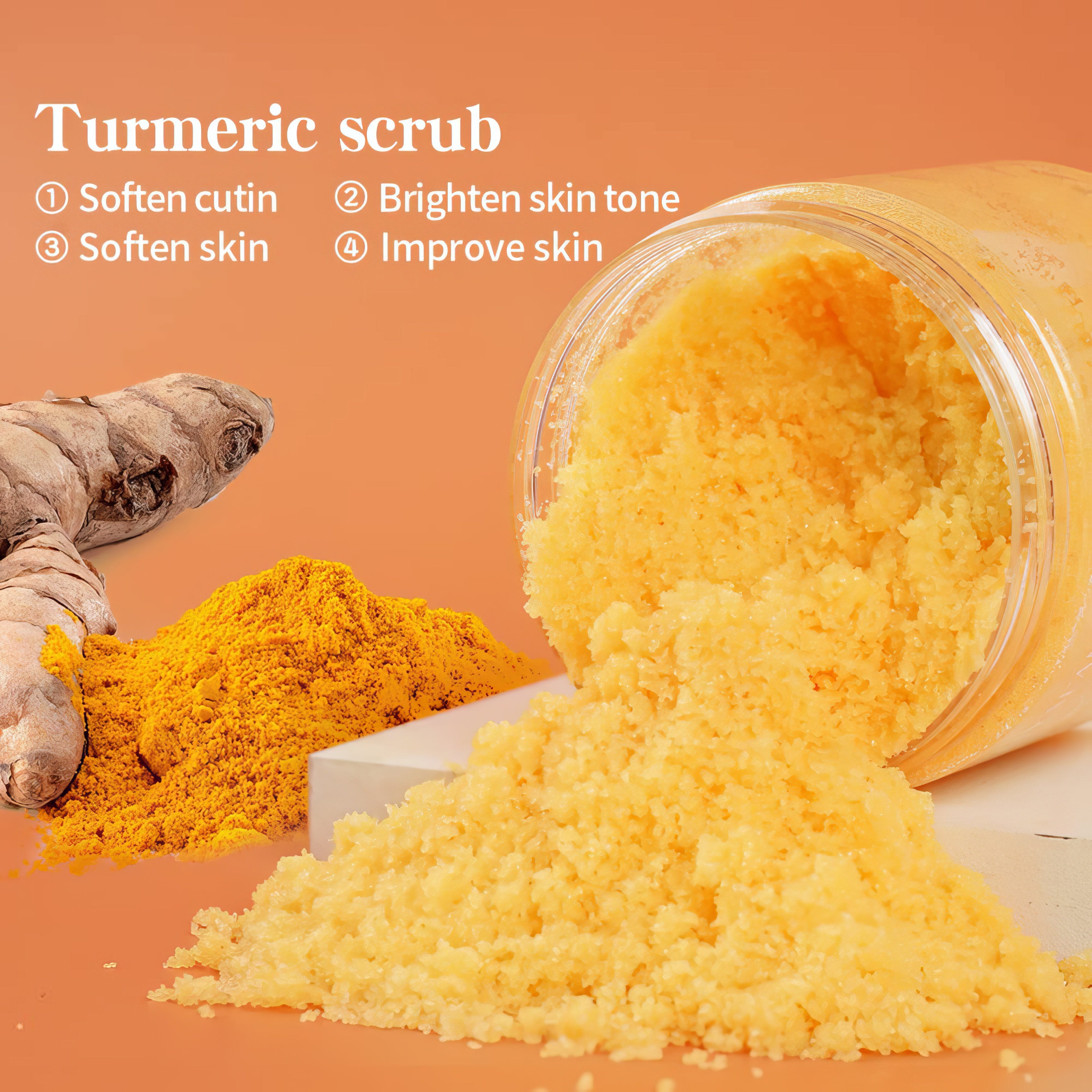 Liyalan Turmeric Body Scrub Moisturizing and Exfoliating Body, Face, Hand, Foot Scrub,Nourishes Skin,Deep Cleansing