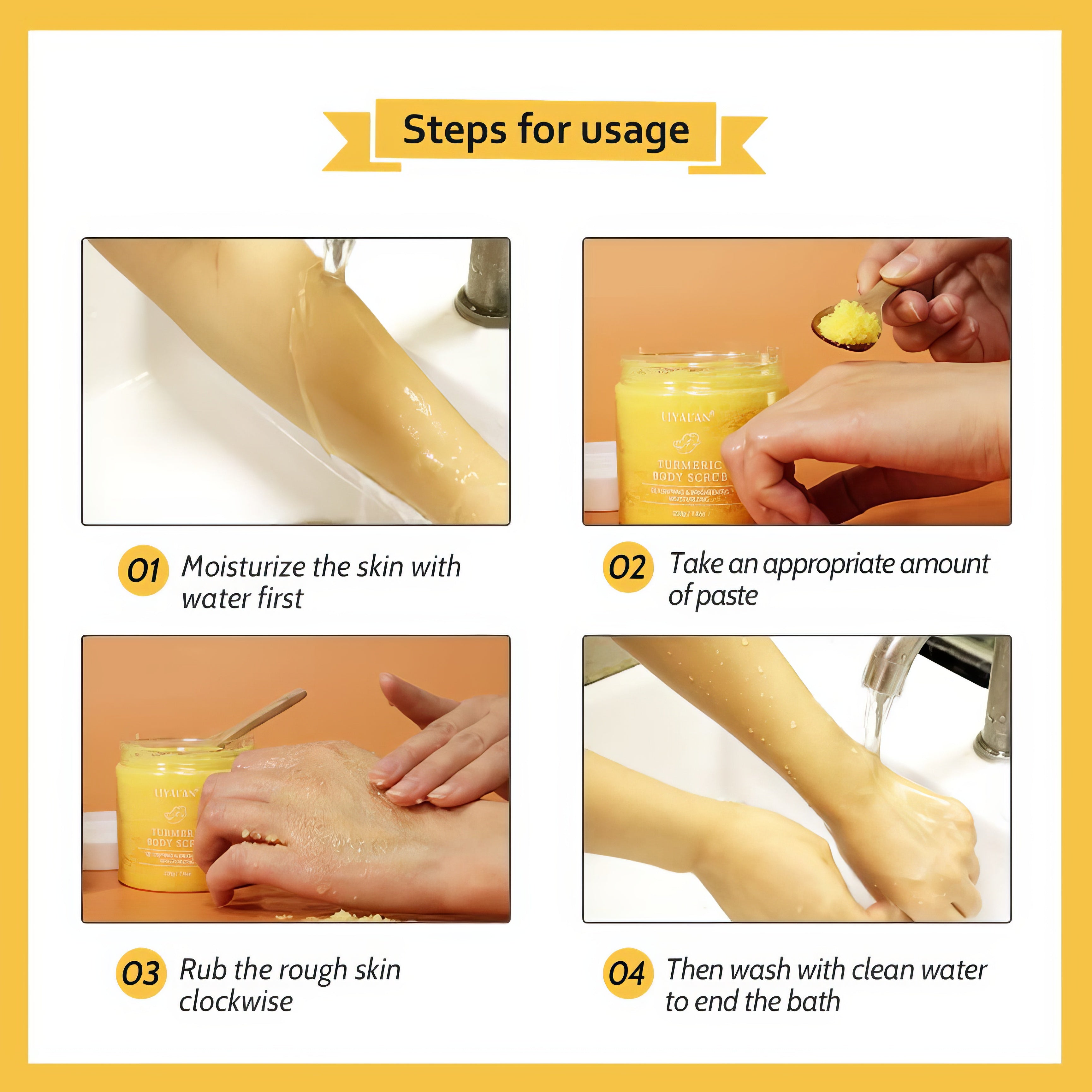 Liyalan Turmeric Body Scrub Moisturizing and Exfoliating Body, Face, Hand, Foot Scrub,Nourishes Skin,Deep Cleansing