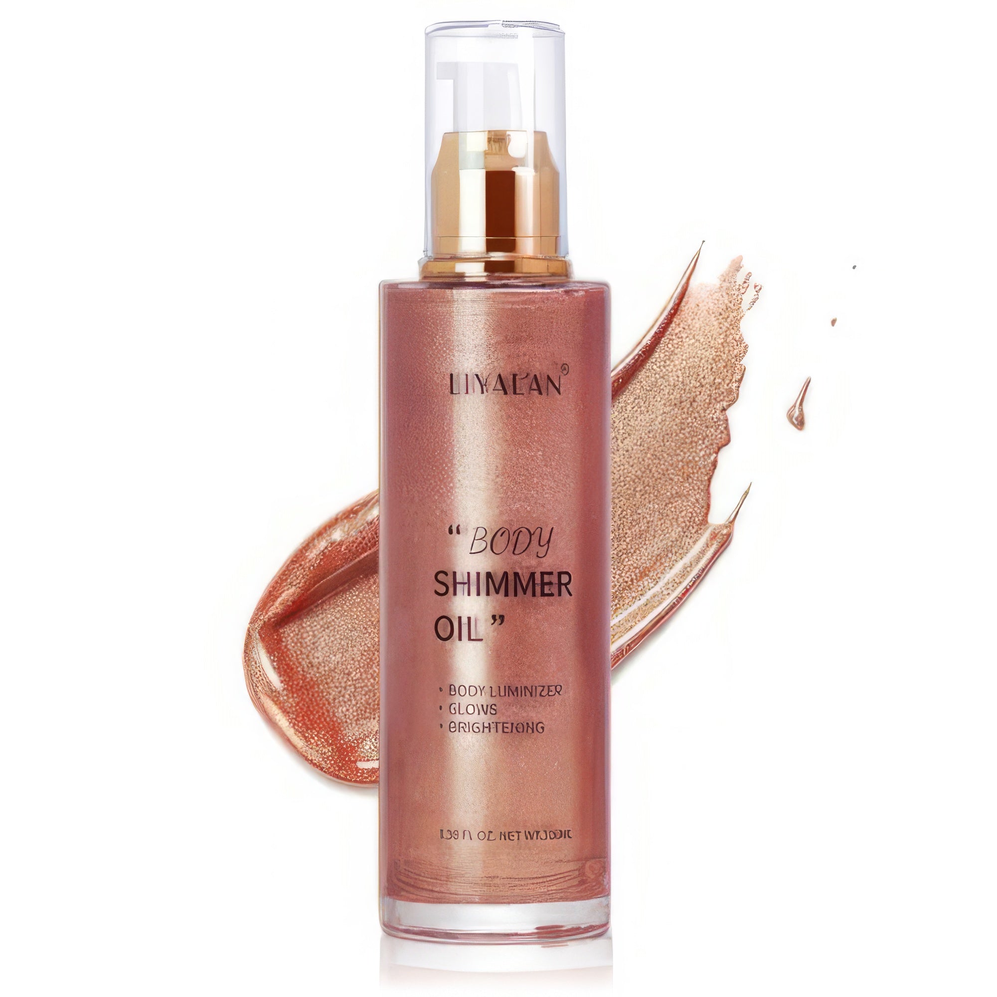 Liyalan Shimmer Body Oil Gold 5 Color Bronze Face Brighten Glow Pearl Highlighter Illuminator Body Makeup Shine Glitter Gold Liquid Taning
