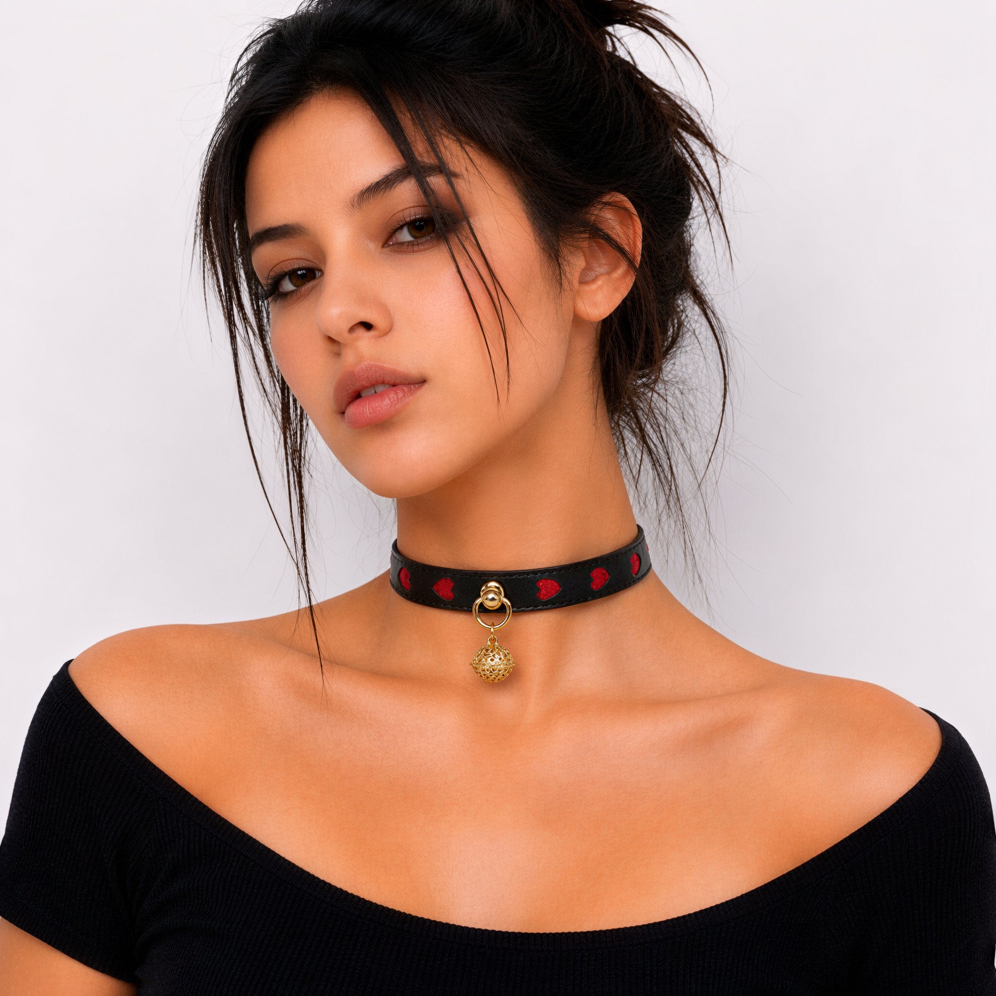 Black Heart Bell Choker