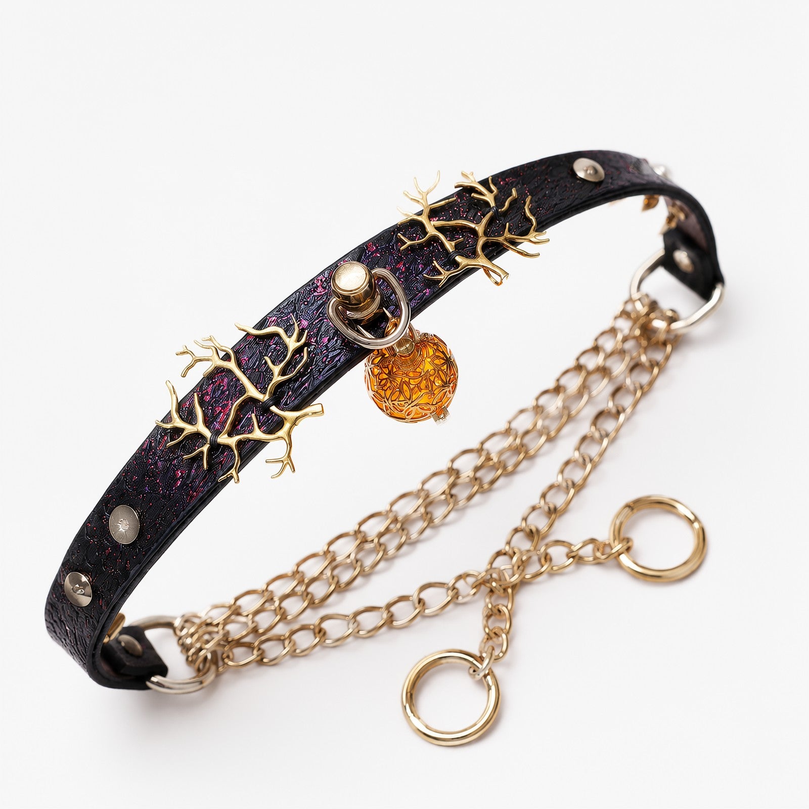 Dark Red Antler Lantern Chain Choker