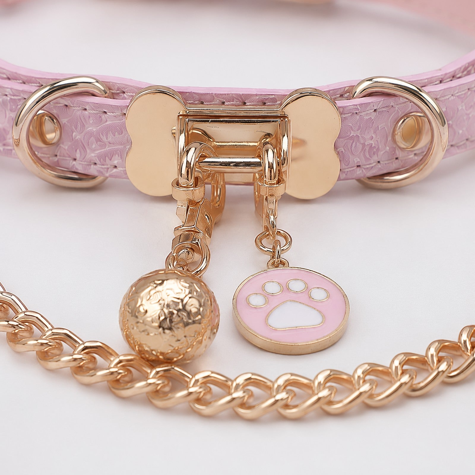Holographic Pink Bone Chain Bell Choker