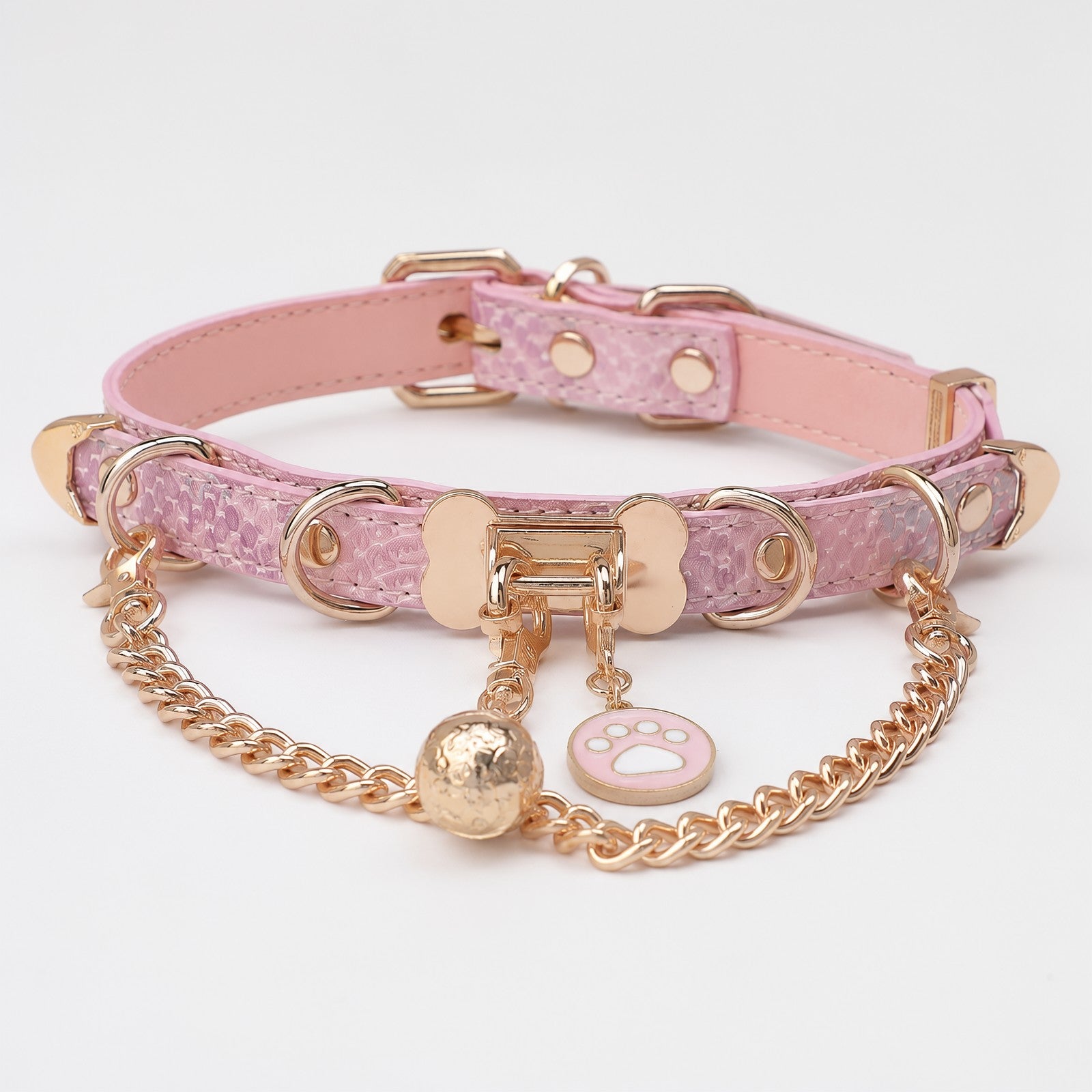 Holographic Pink Bone Chain Bell Choker
