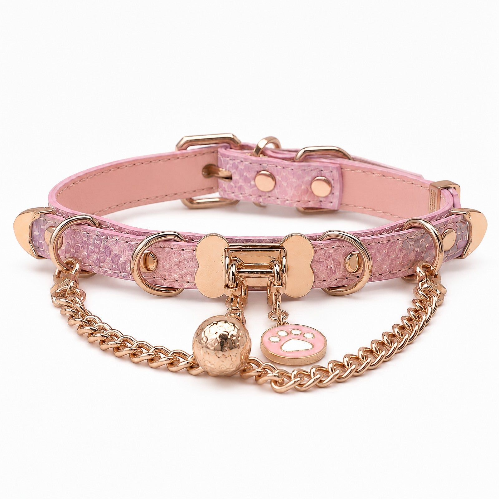 Holographic Pink Bone Chain Bell Choker