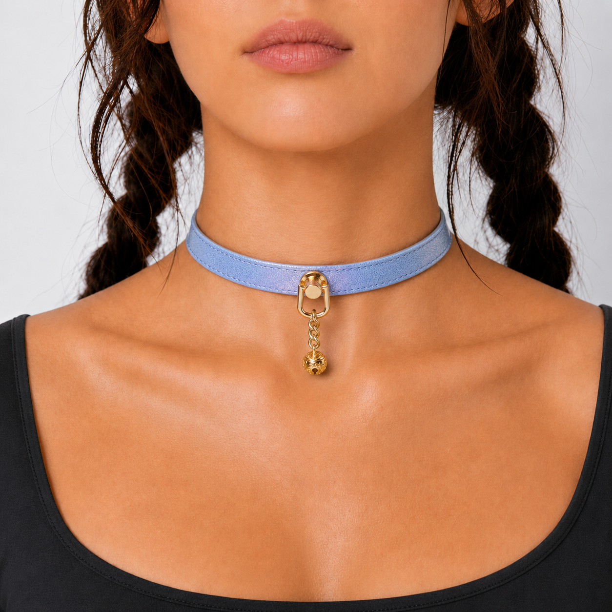 Holographic Pink Purple Snake-Scale Choker