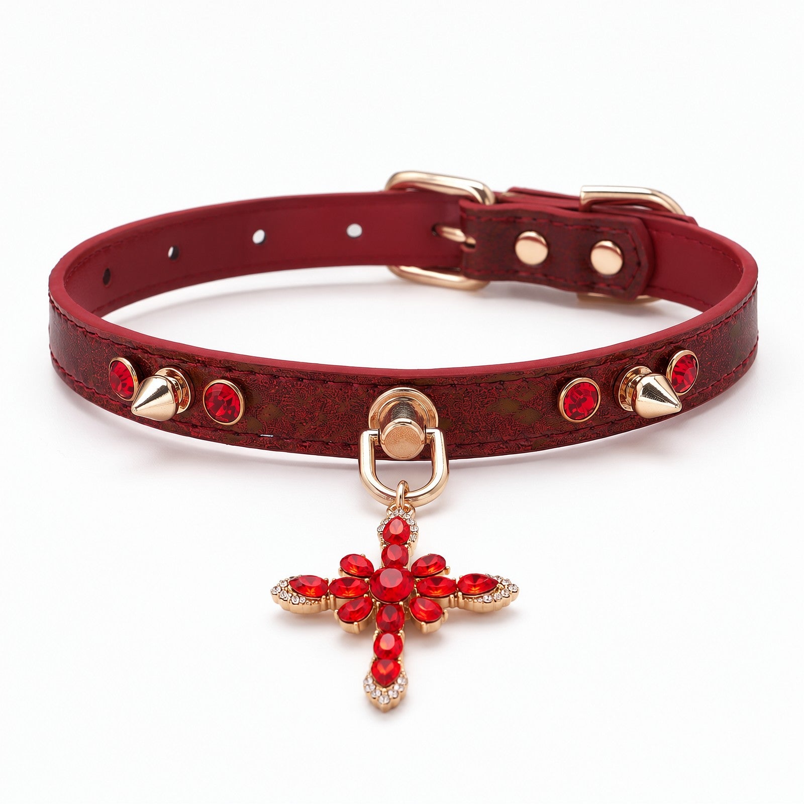 Iridescent Snake-Scale Cross Choker