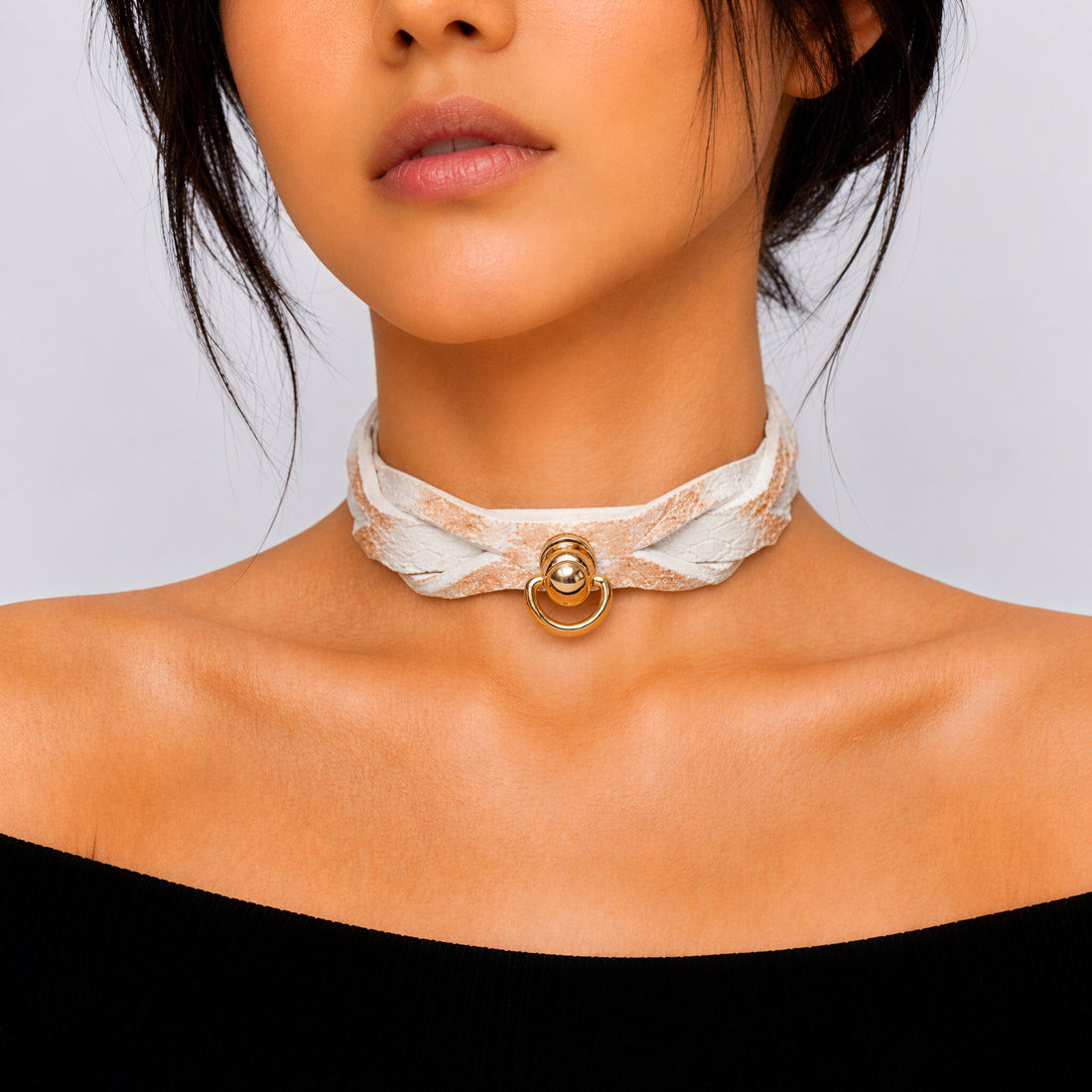 Ivory Peach Snakeskin Custom Choker