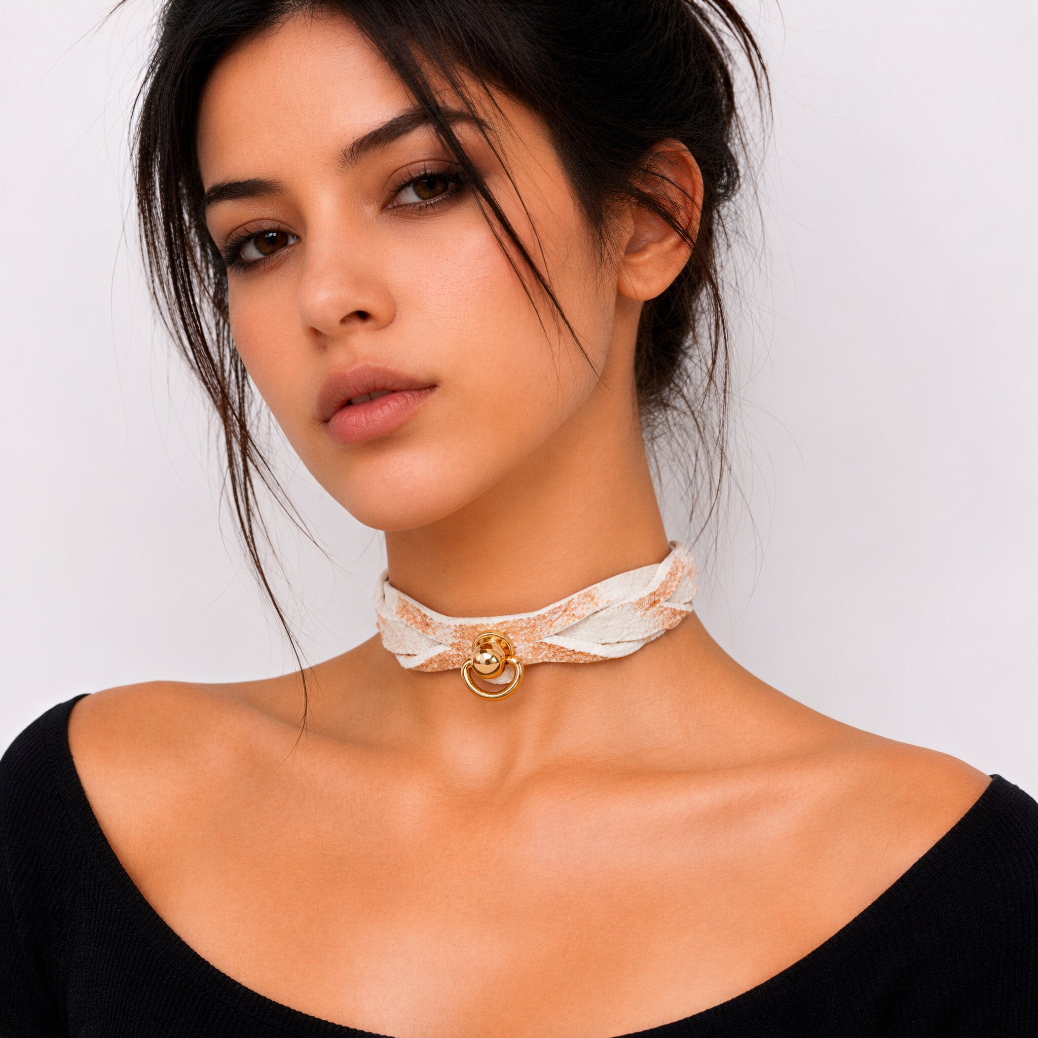 Ivory Peach Snakeskin Custom Choker