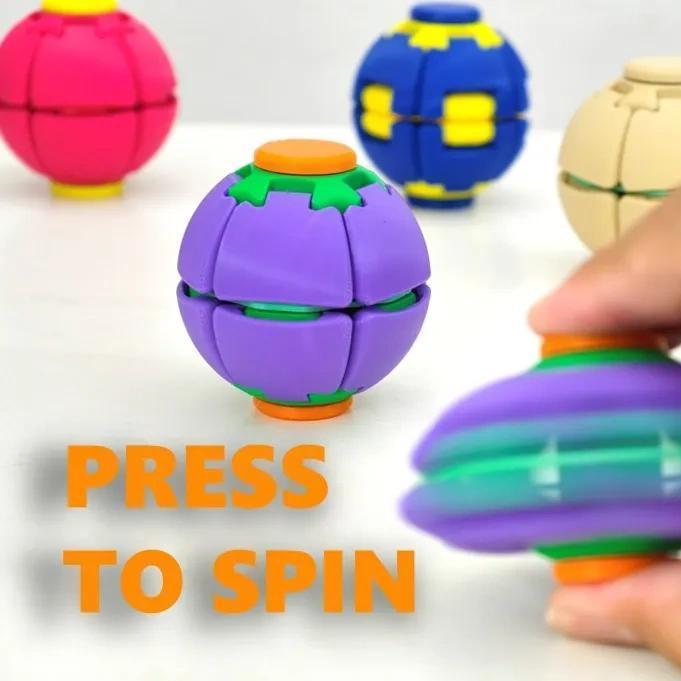 Press-to-Spin Fidget Ball Toy, Spin & Twist Sensory Desk Toy for Stress Relief, Focus and Relaxation