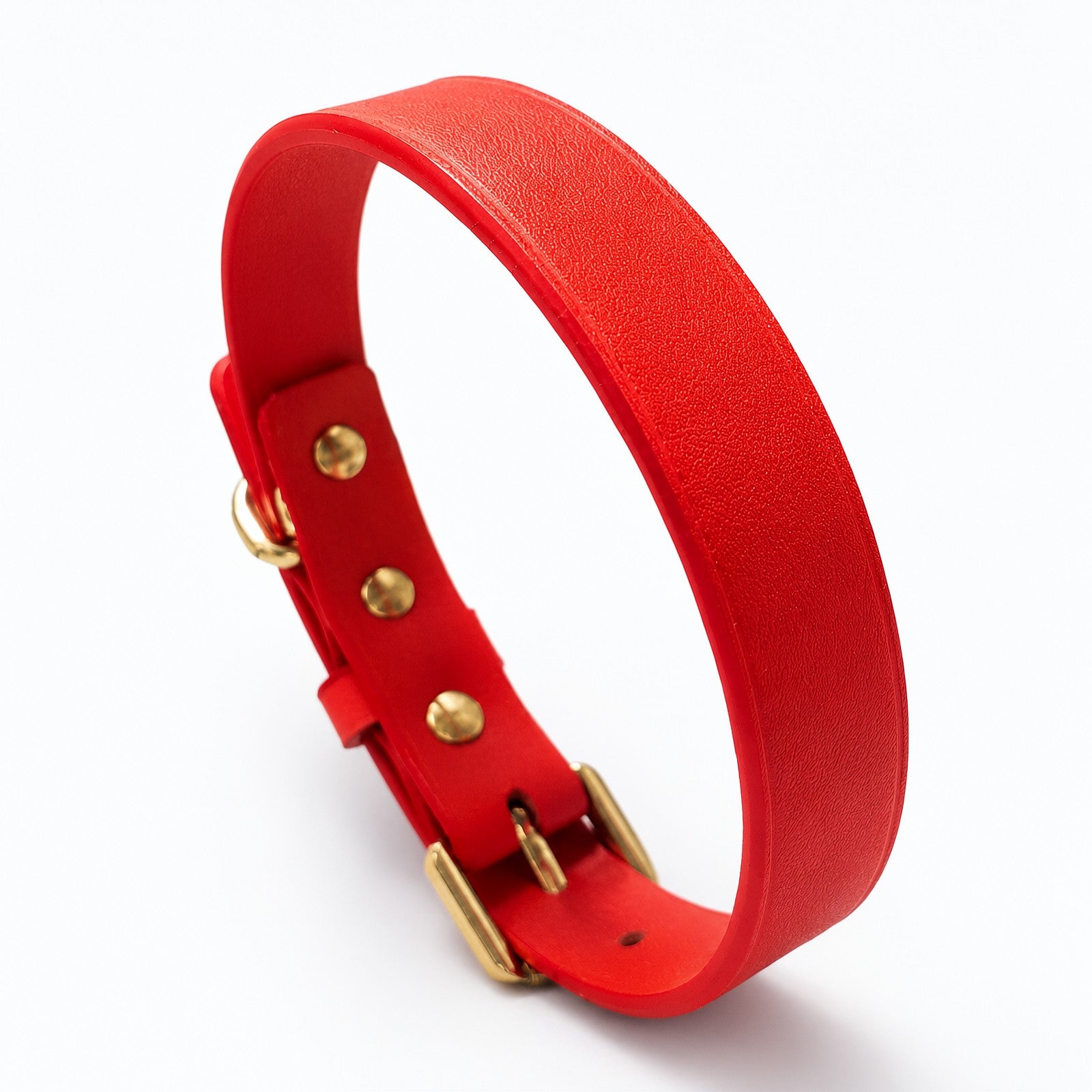 Red Leather Custom Buckle Choker
