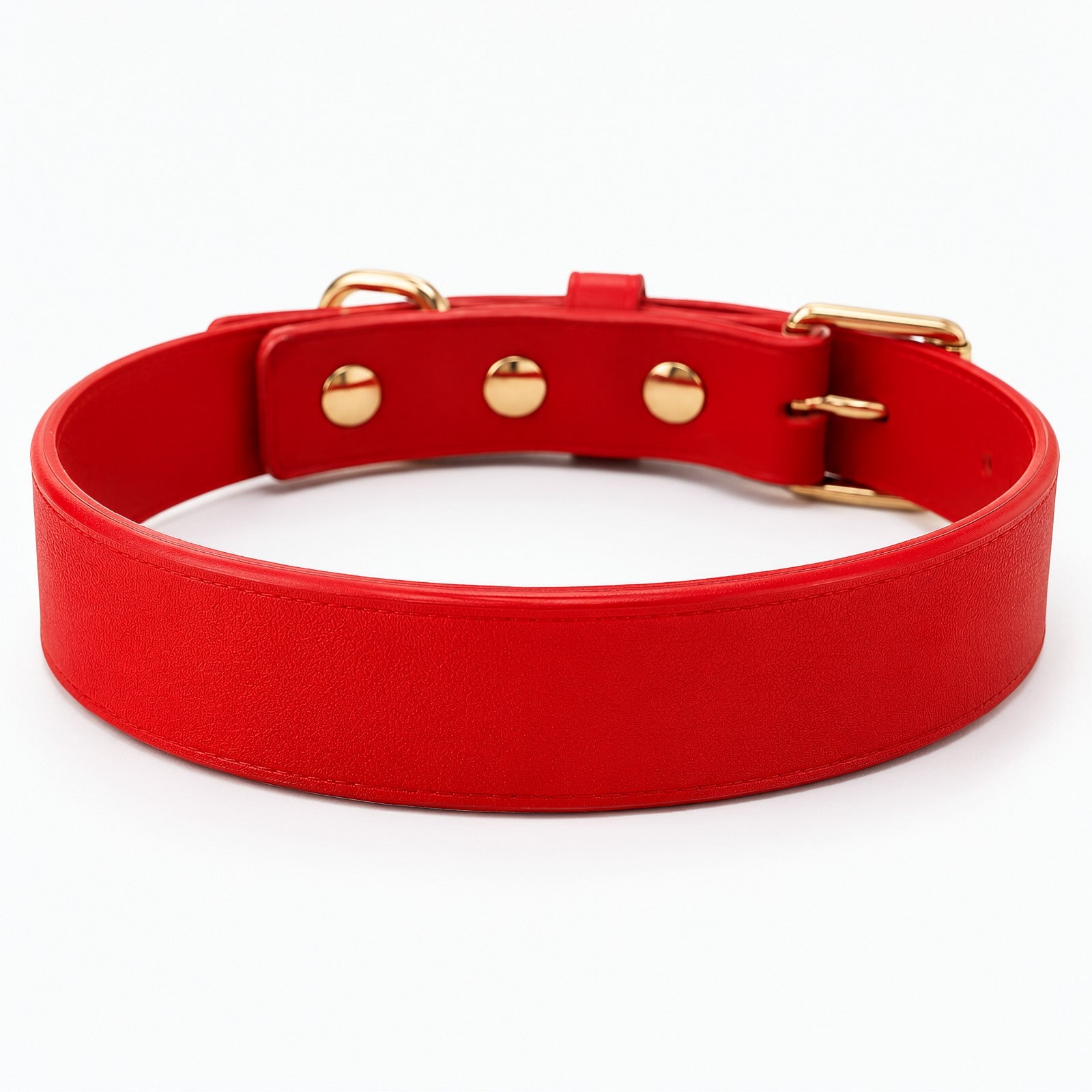 Red Leather Custom Buckle Choker