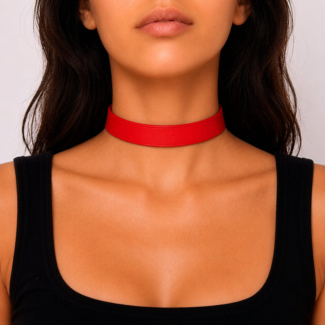 Red Leather Custom Buckle Choker