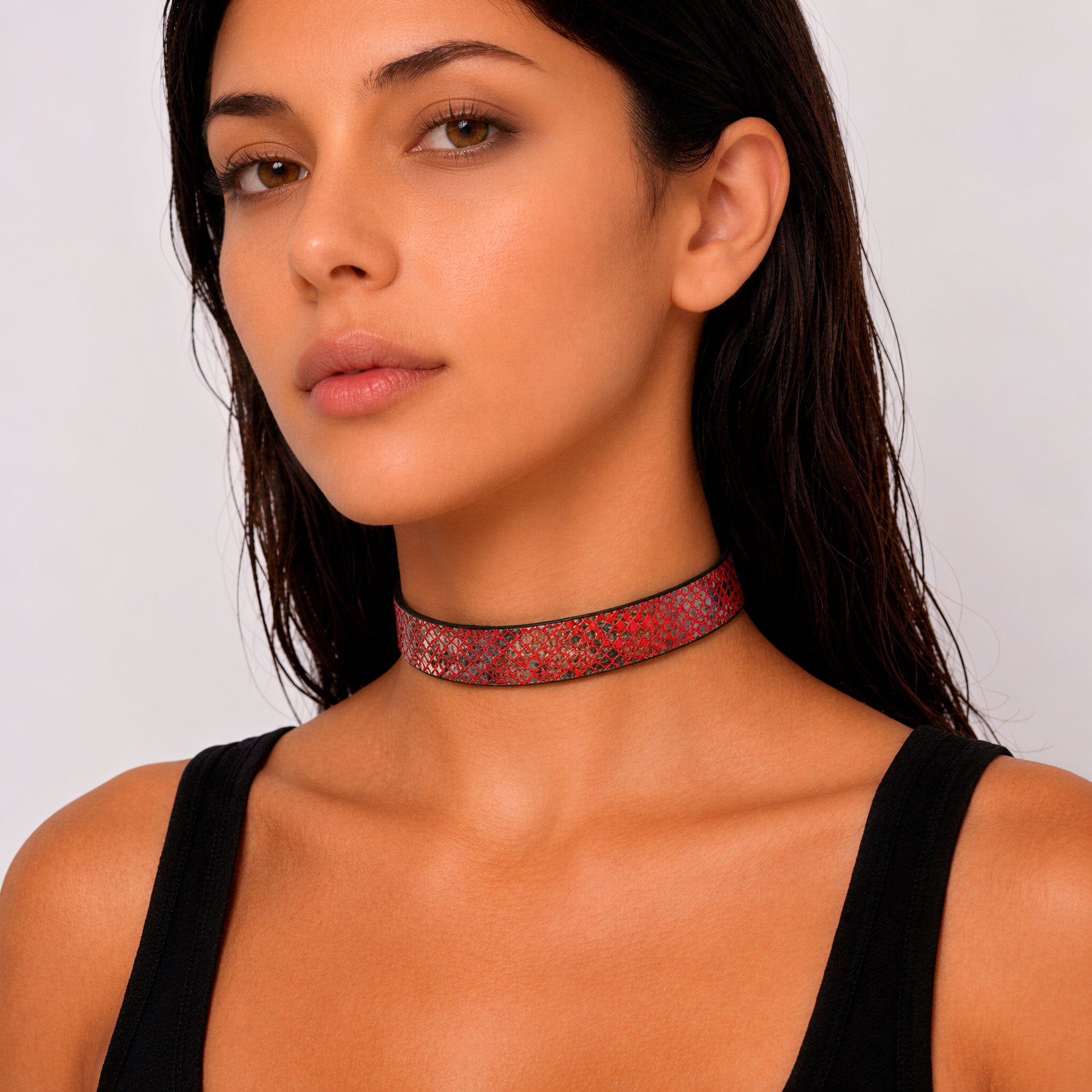 Red Snake-Scale Choker