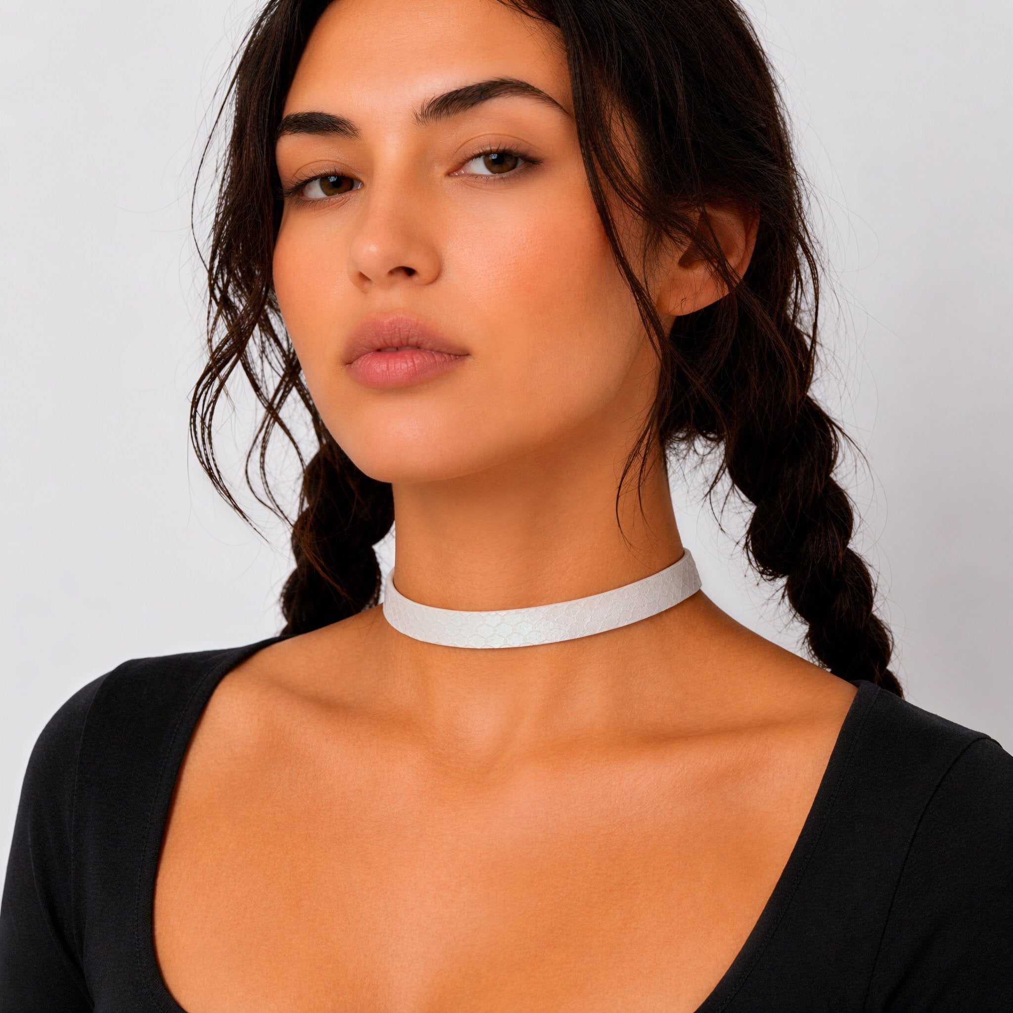 White Snake-Scale Choker
