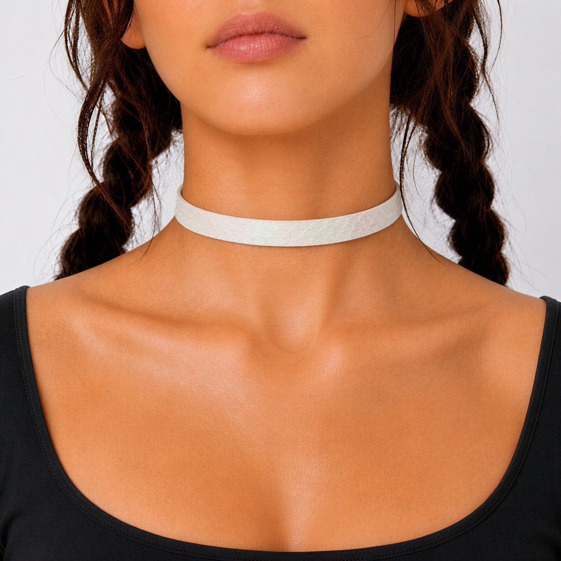 White Snake-Scale Choker