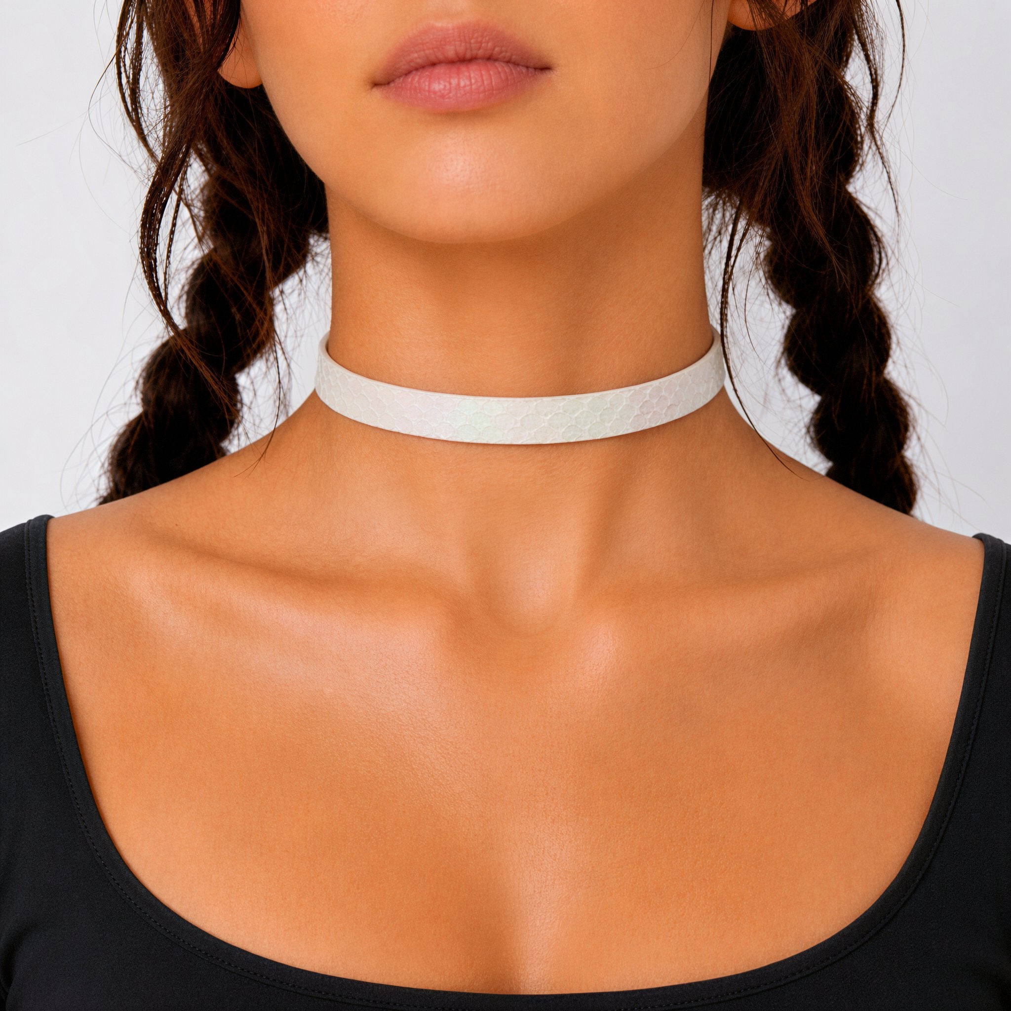 White Snake-Scale Choker